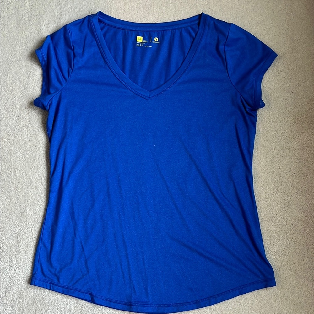 Xersion Blue Fitted Cap Sleeve Tee